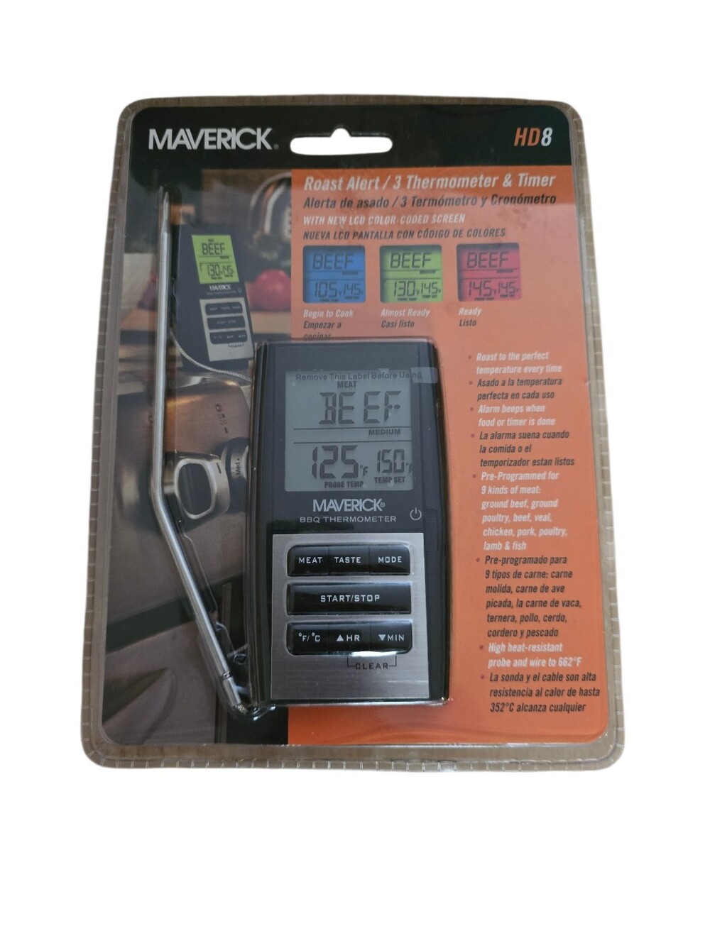 Nwt! Maverick HD8 Roast Alert / 3 Thermometer & Timer